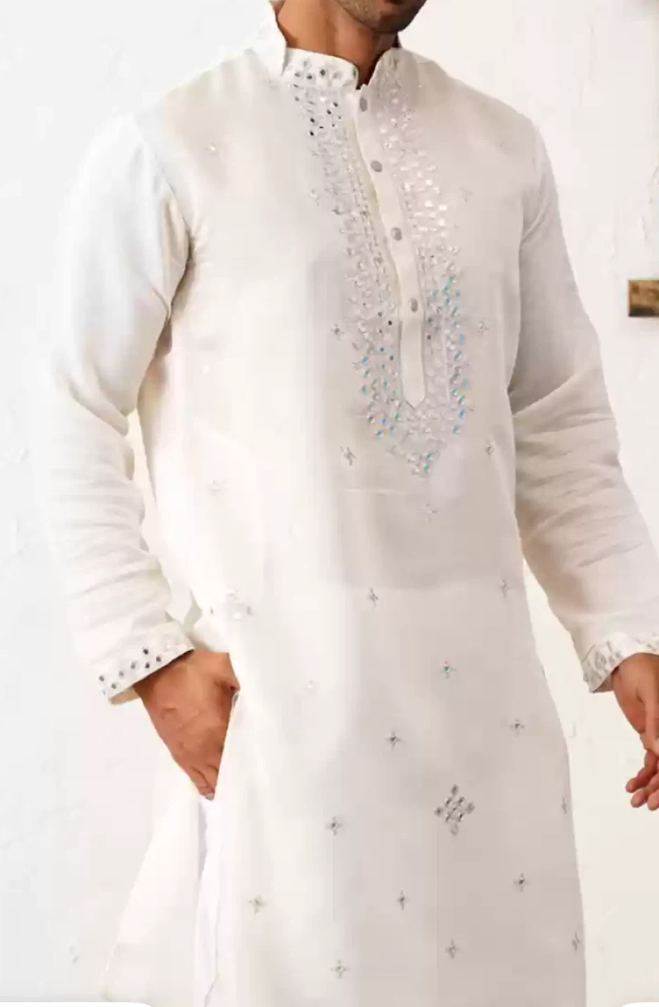 JOMPERS White Kurta with Mirror Work - Size Medium