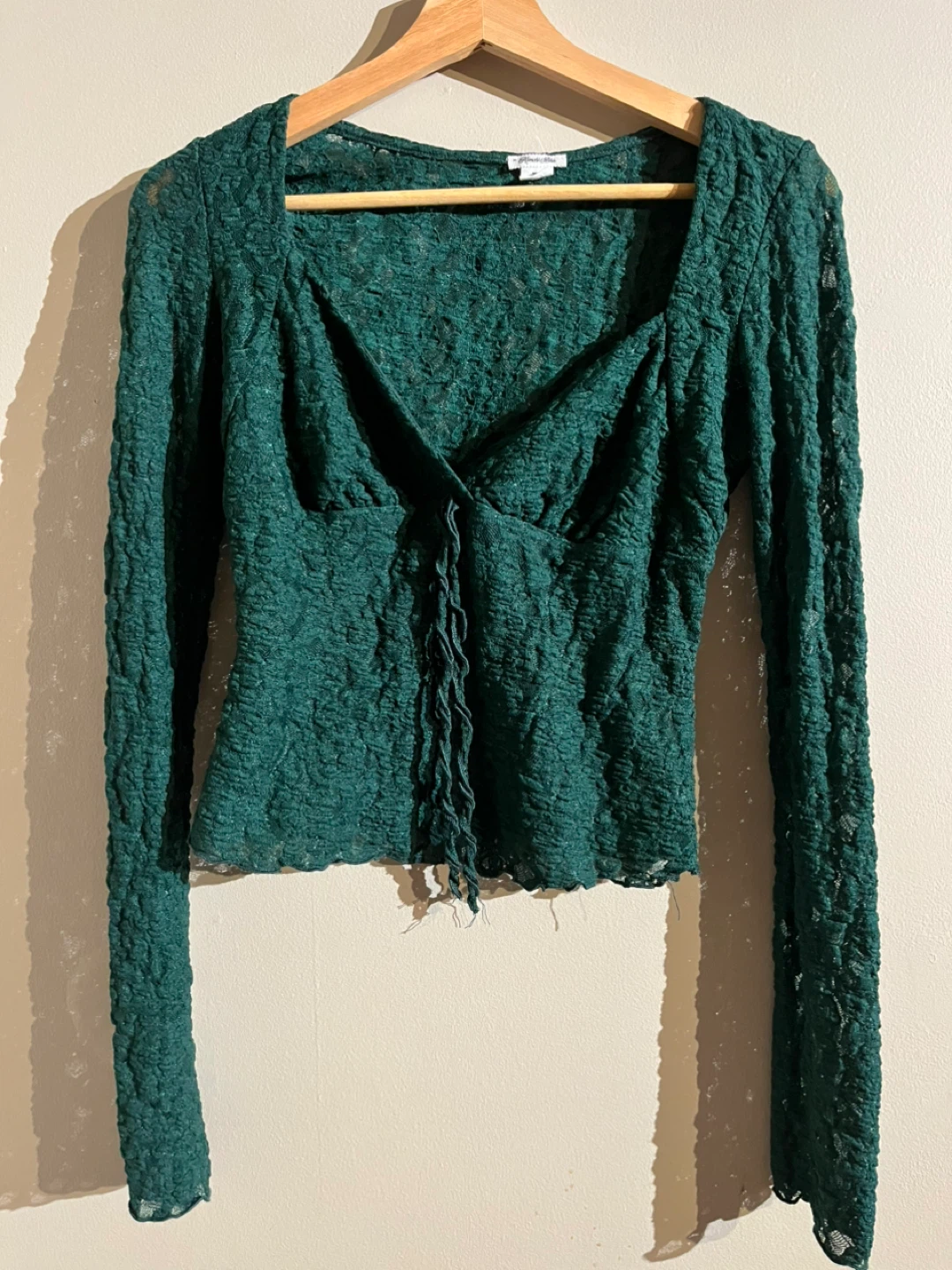 Green Textured Lace Corset Top