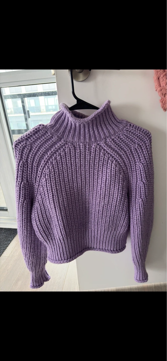Women's Lavender Ribbed Mock Neck Sweater