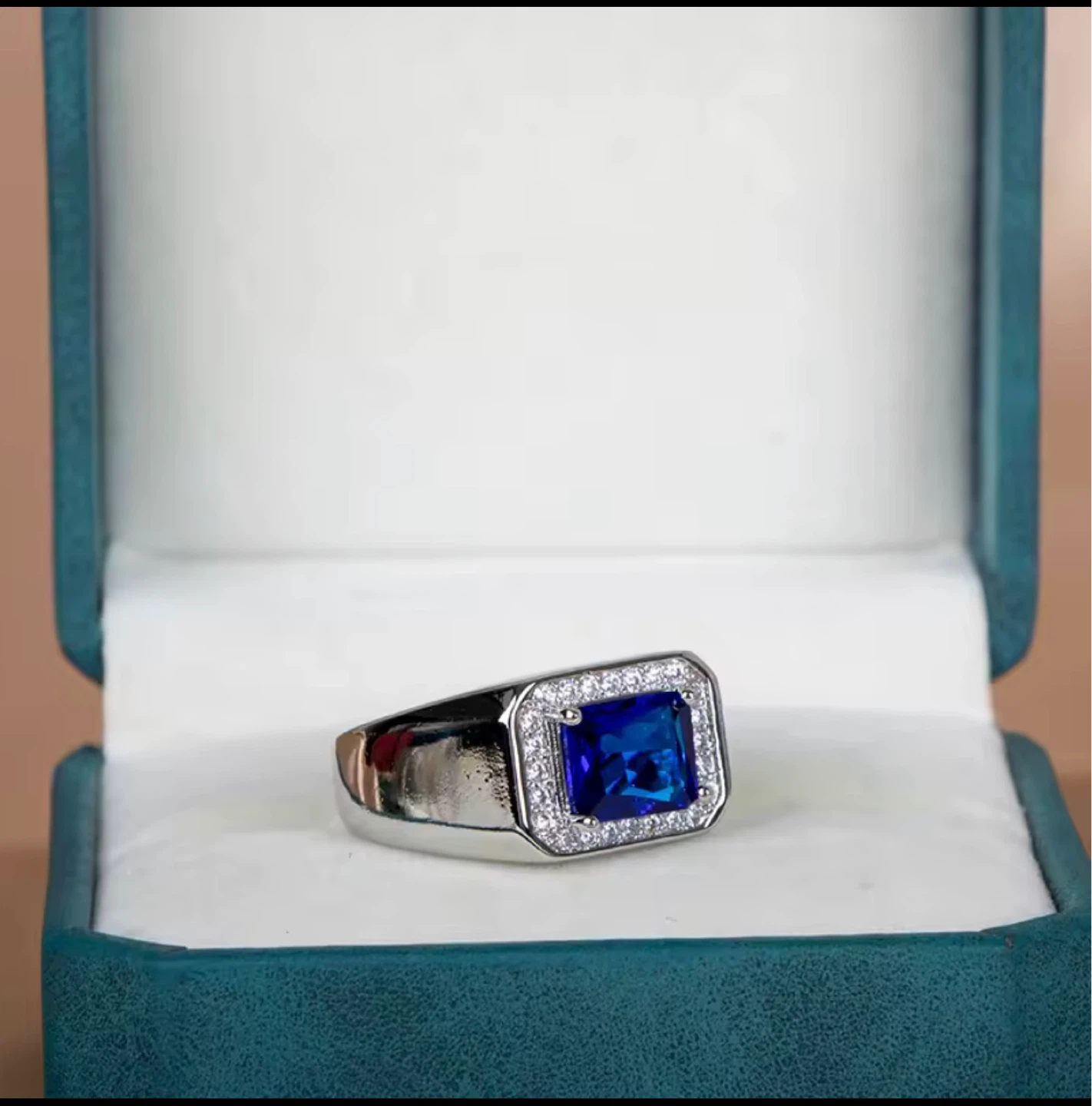 S925 Silver stamp Ring with blue zirgon - photo 4