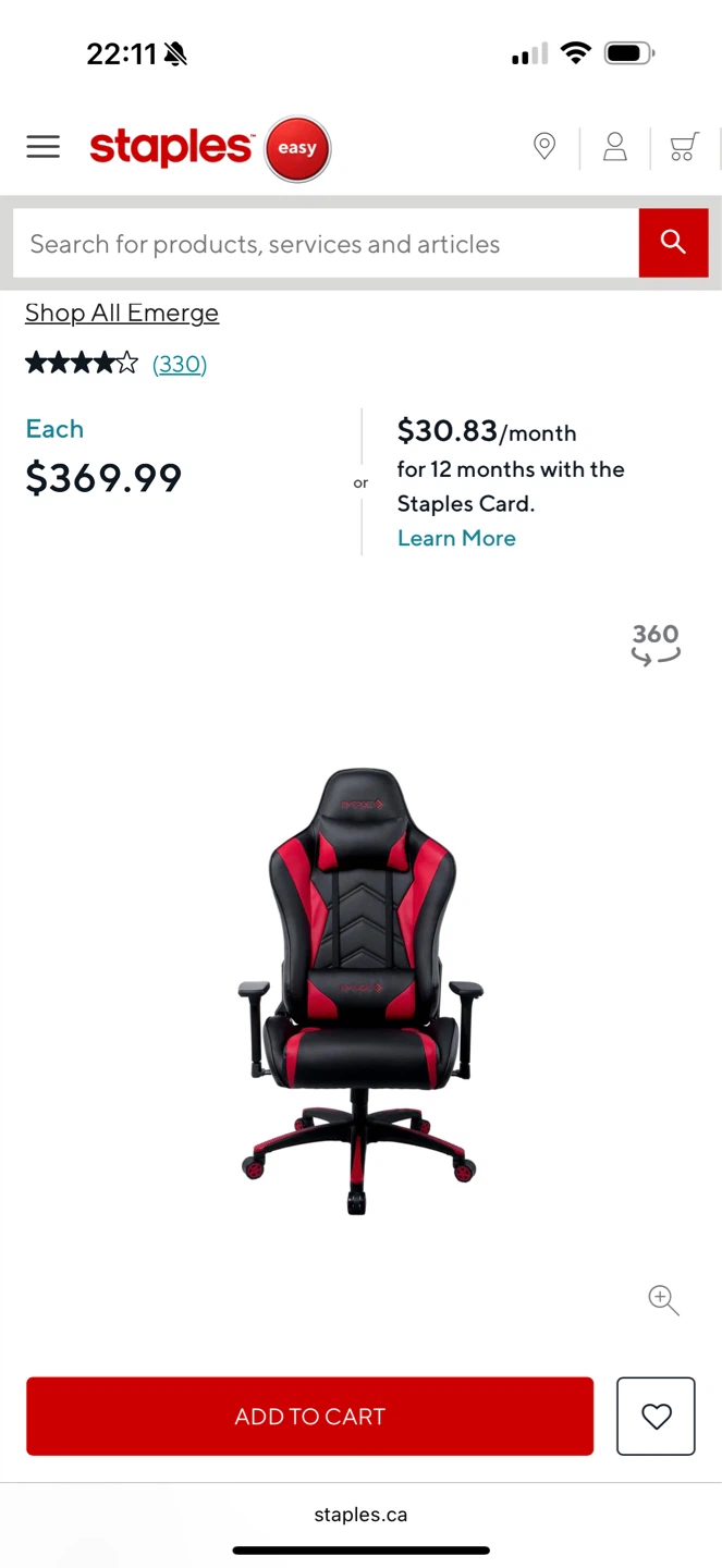 Emerge Gaming Chair - Black/Red