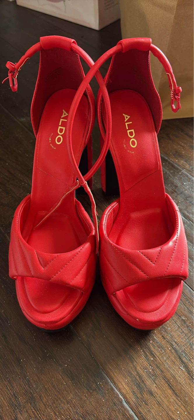 ALDO Red Quilted Platform Heels