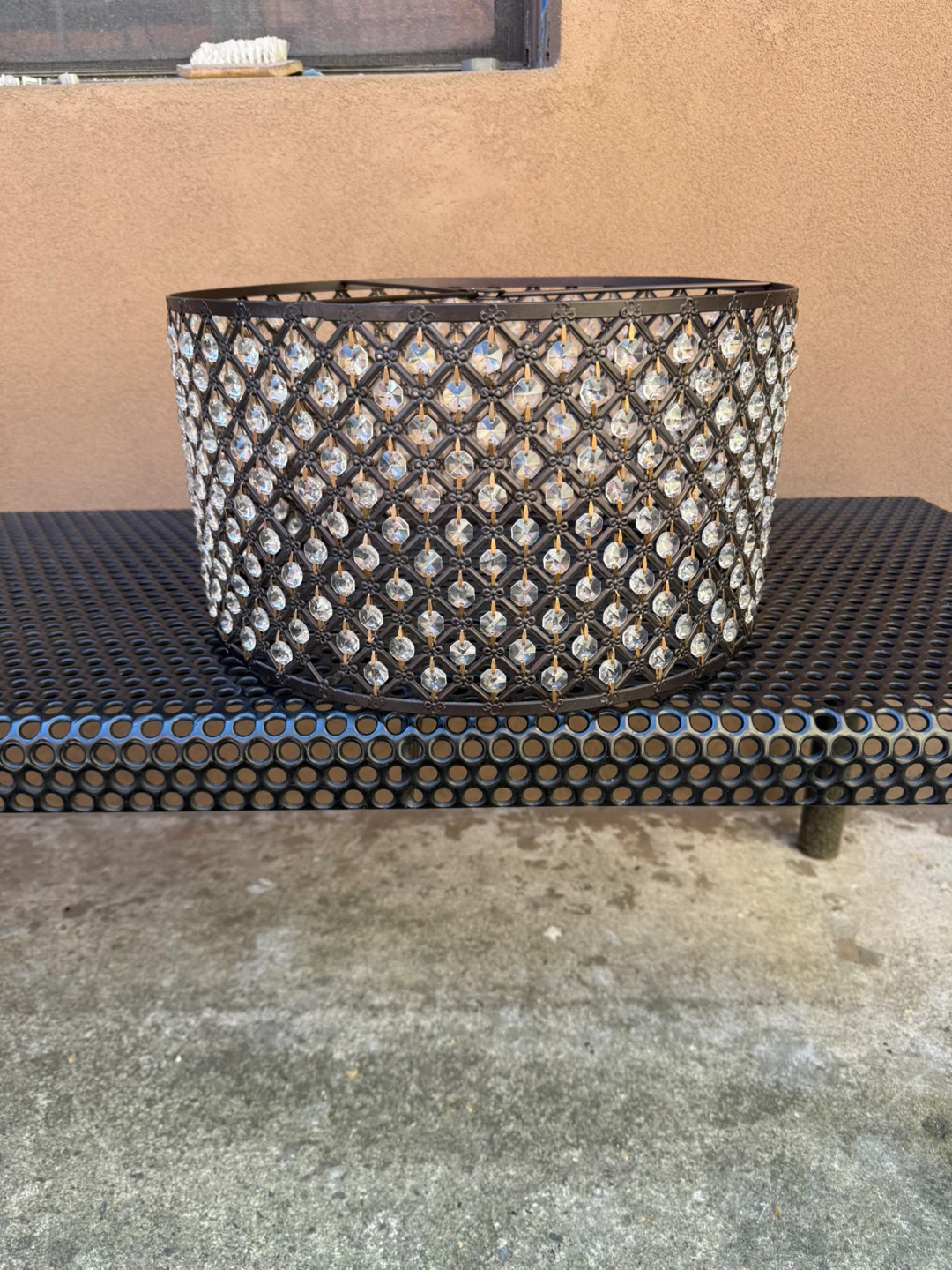 Decorative Drum Lampshade with Crystals