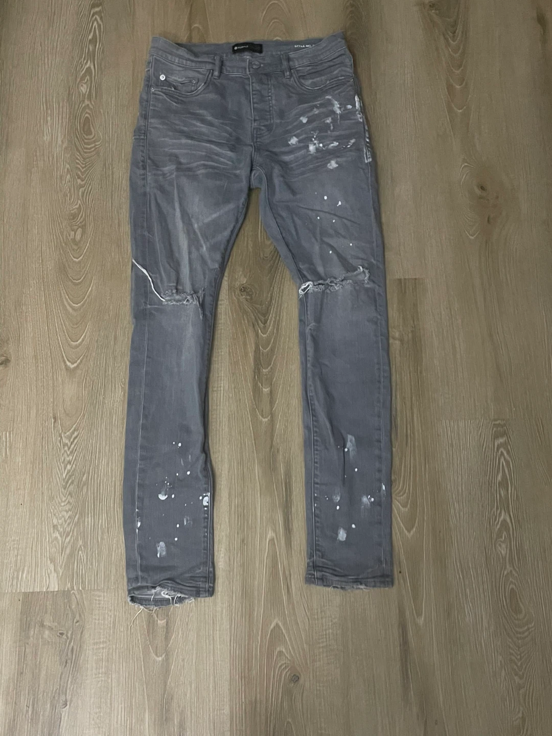 Purple Brand Grey Paint Splatter Distressed Jeans - photo 3