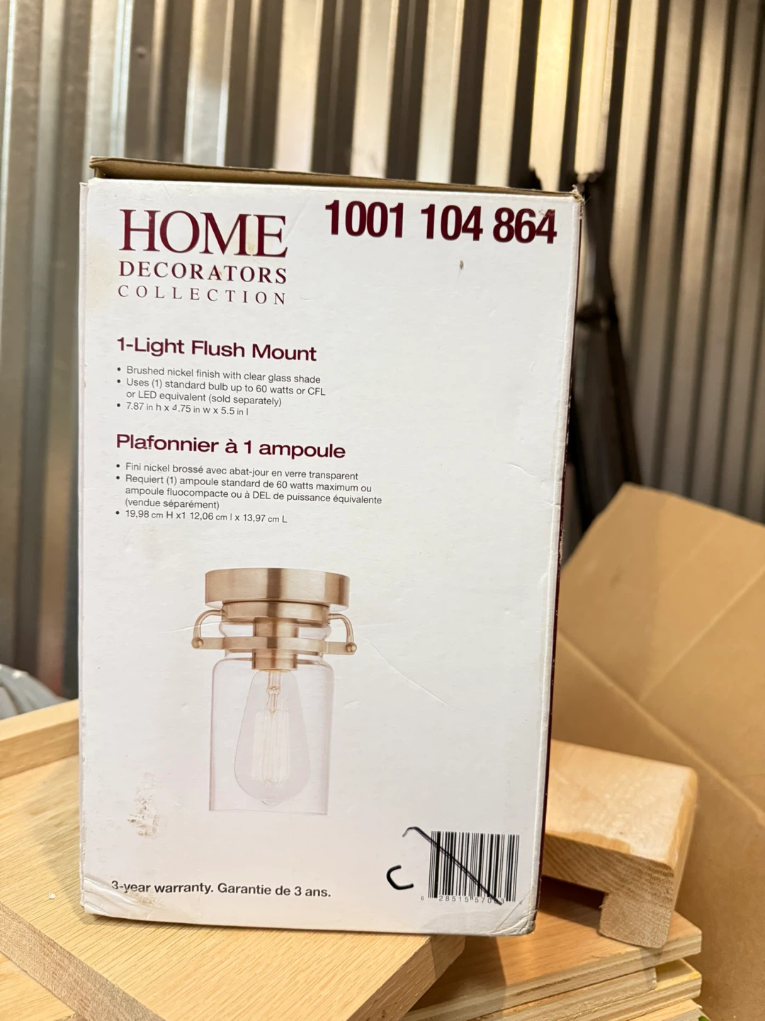 Home Decorators Collection 1-Light Flush Mount Light Fixture