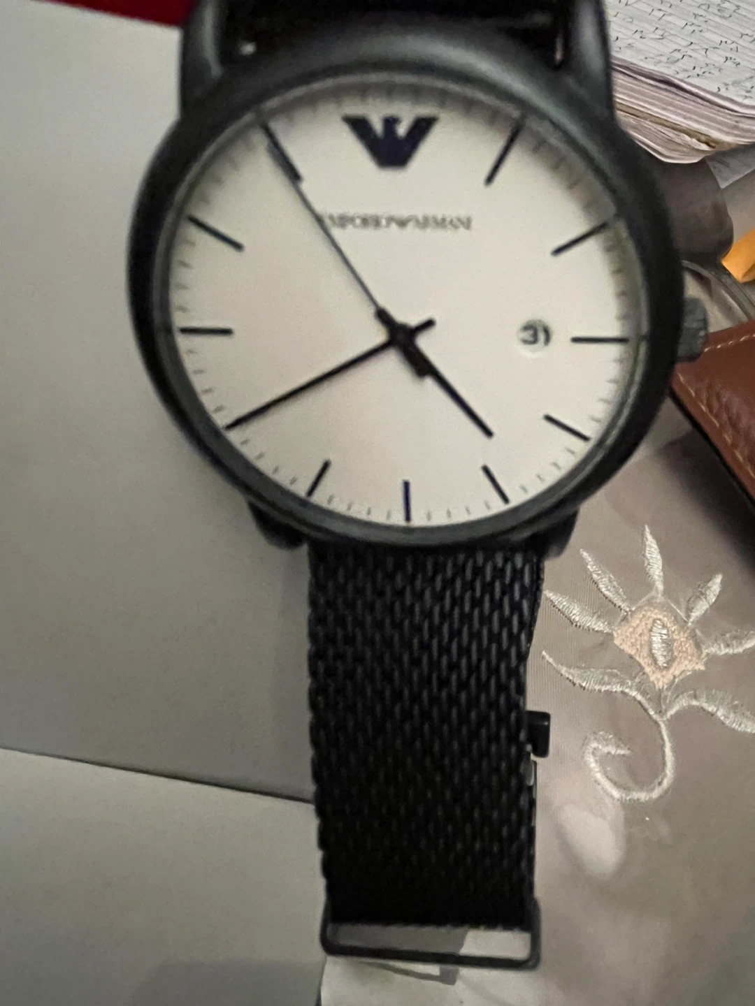 Emporio Armani Black Mesh Strap Watch