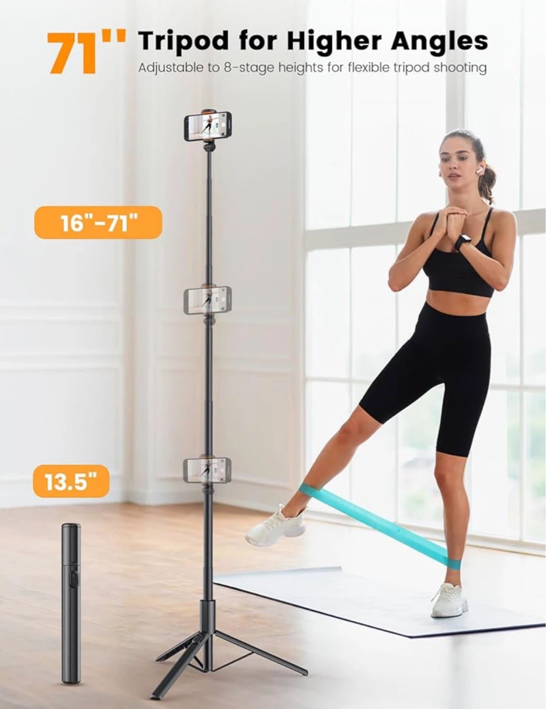 71" Phone Tripod with Bluetooth Remote - photo 2