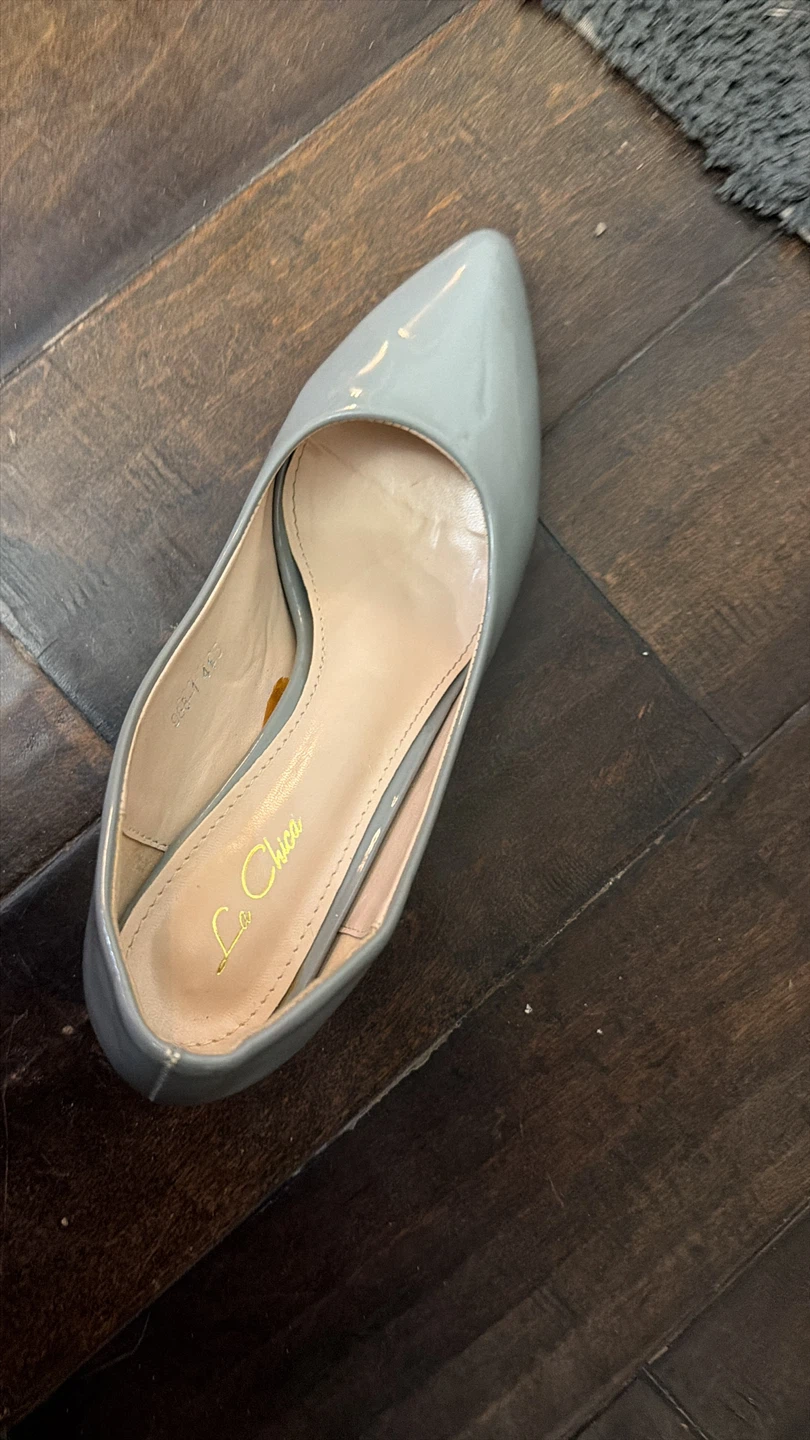 La Chica Grey Patent Pointed Toe Heels