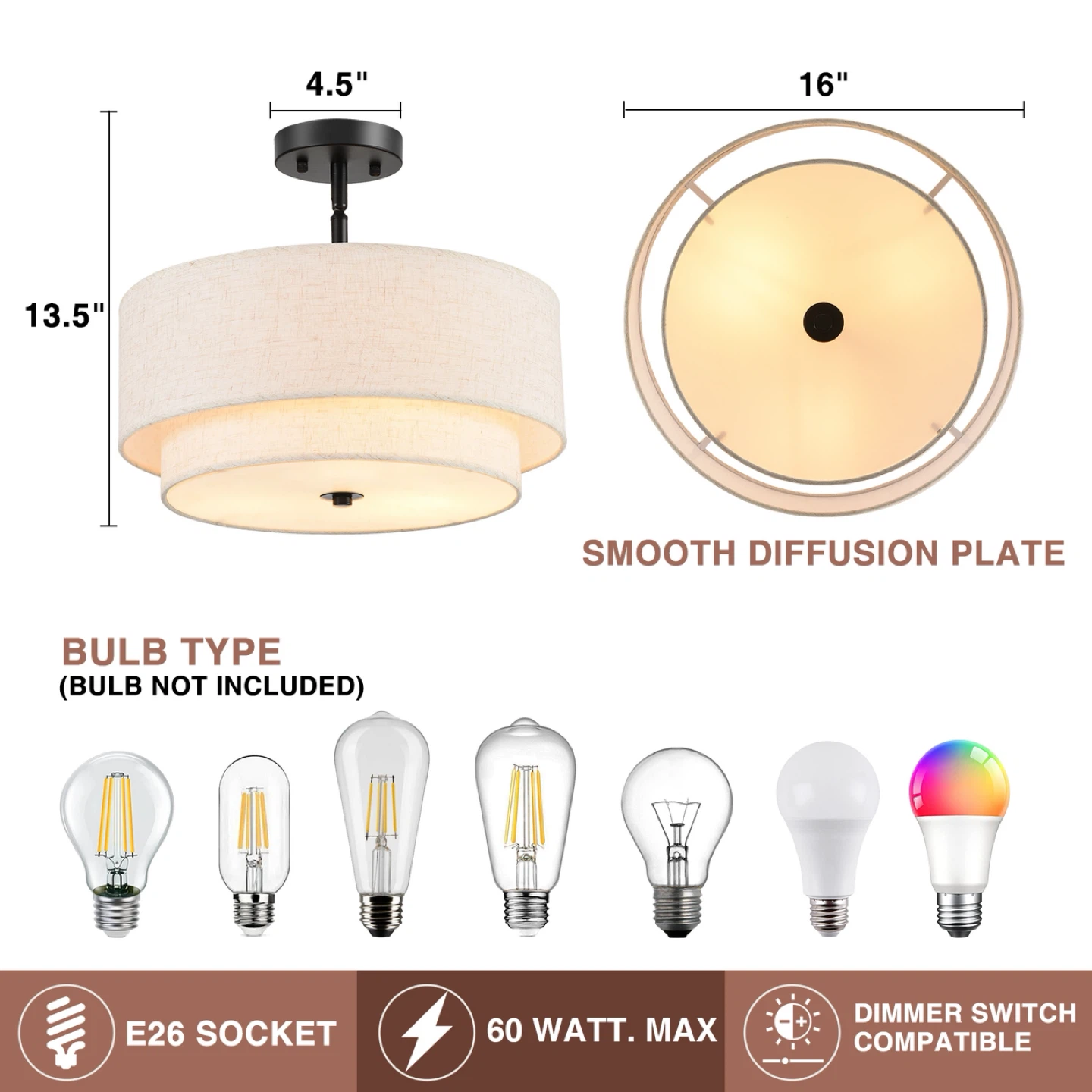 Two-Tier Drum Chandelier Light Fixture - photo 3