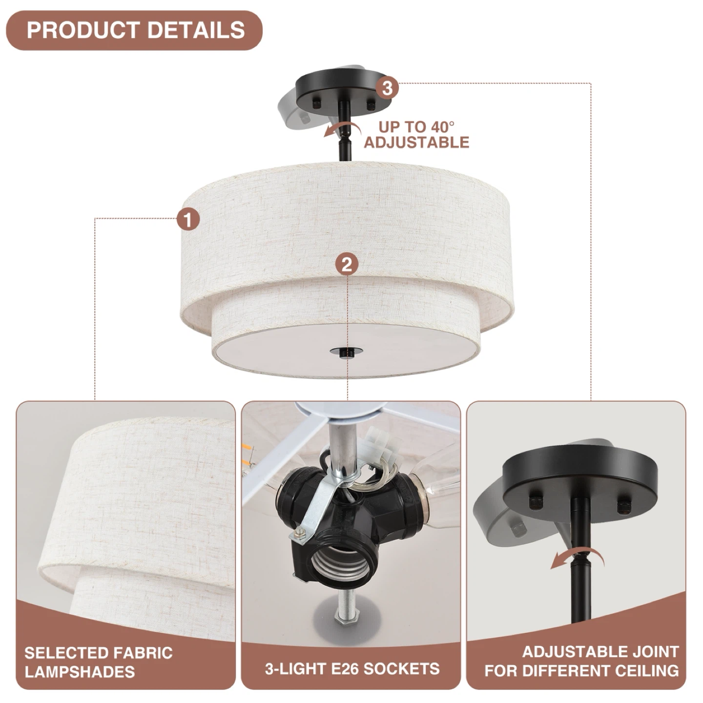 Two-Tier Drum Chandelier Light Fixture - photo 2