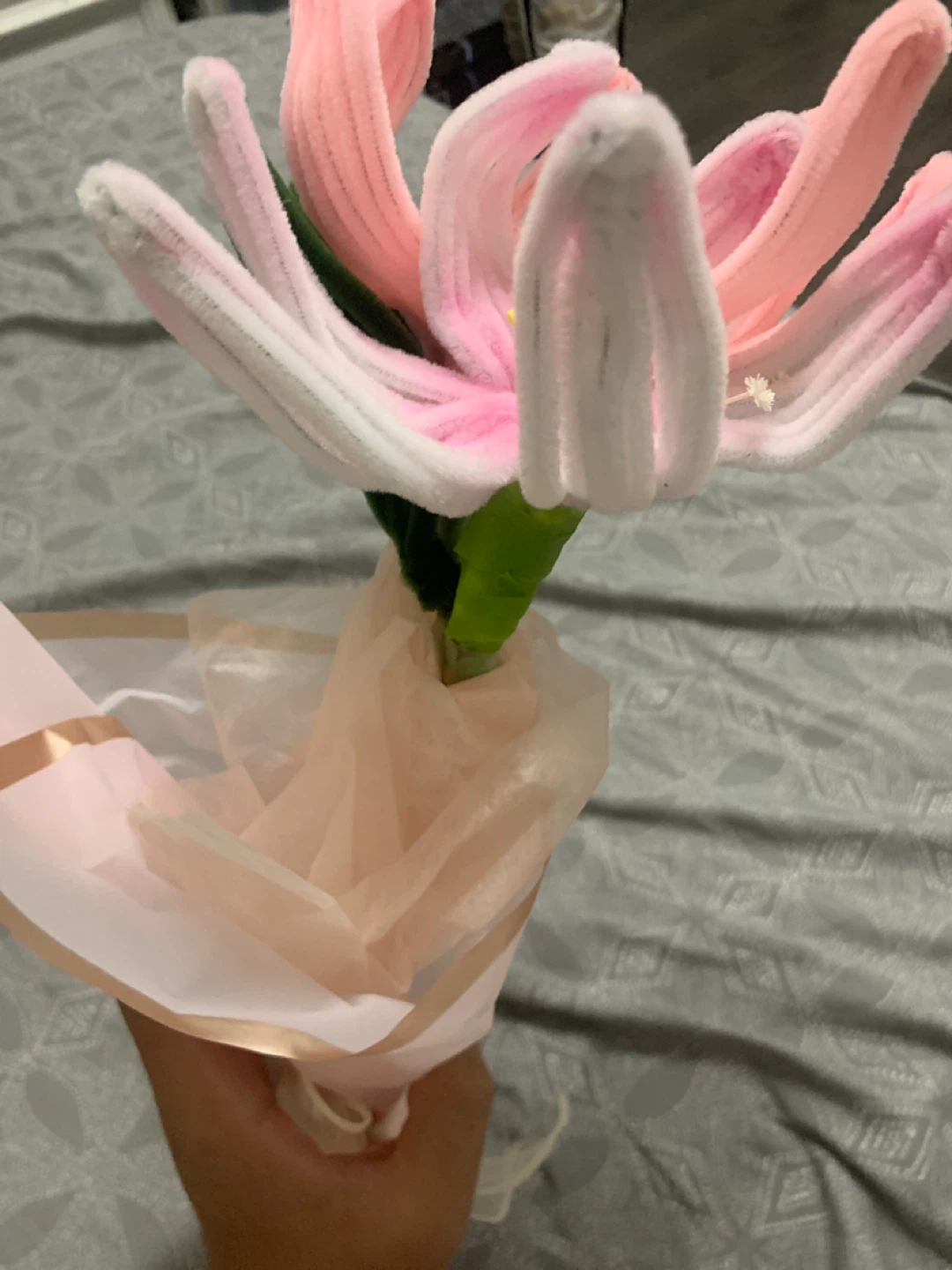 Pink Plush Flower Bouquet- Diy pipe cleaners - photo 5