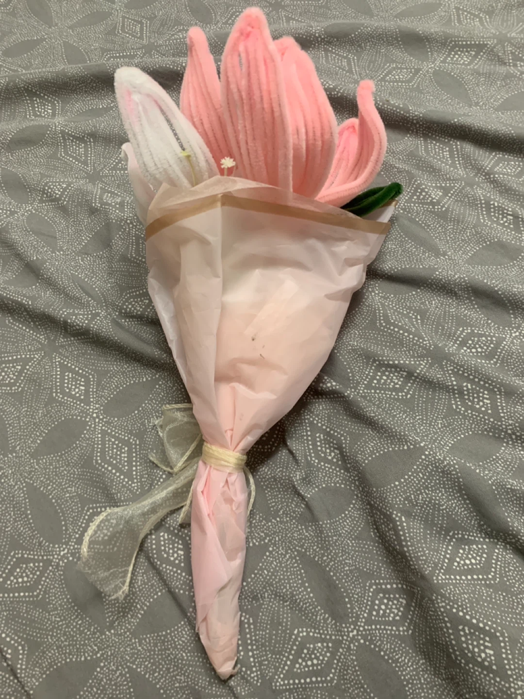 Pink Plush Flower Bouquet- Diy pipe cleaners - photo 3