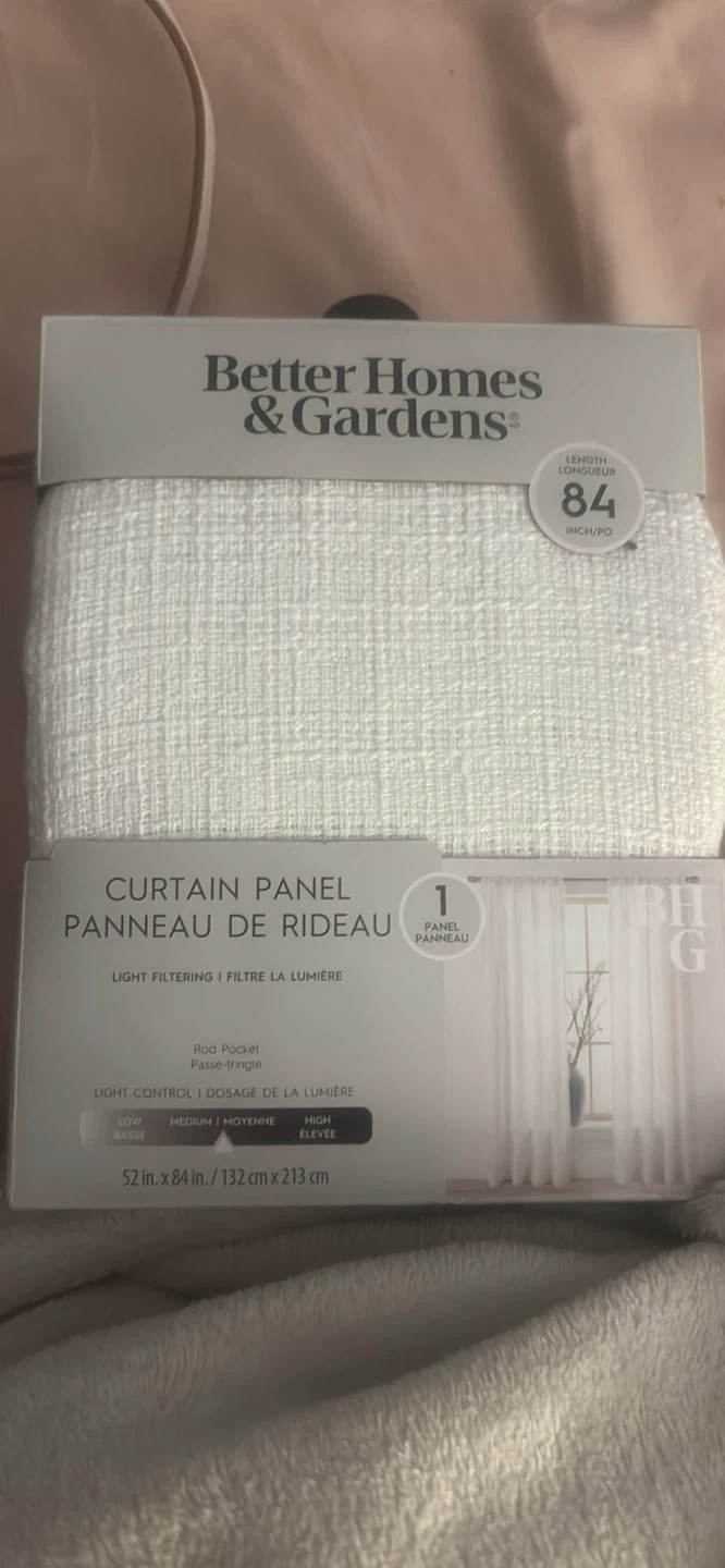 Better Homes & Gardens White Curtain Panel 52" x 84"