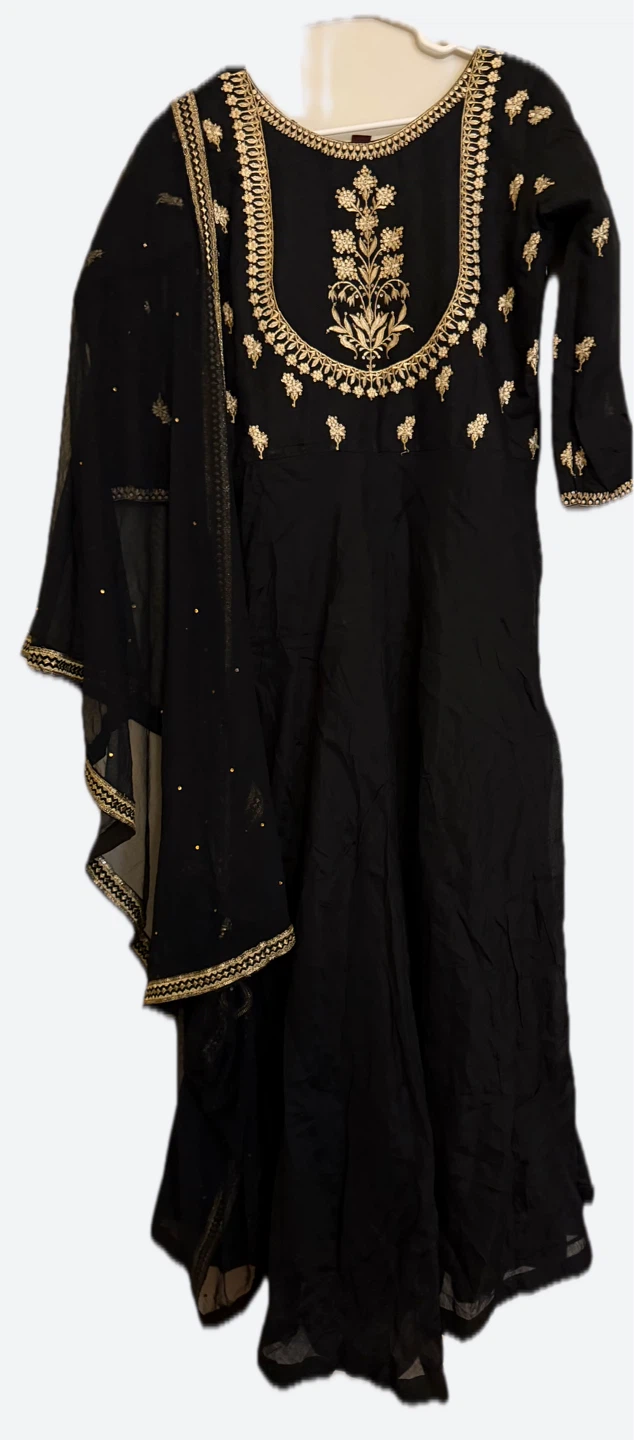 Black Embroidered Anarkali Suit with Dupatta