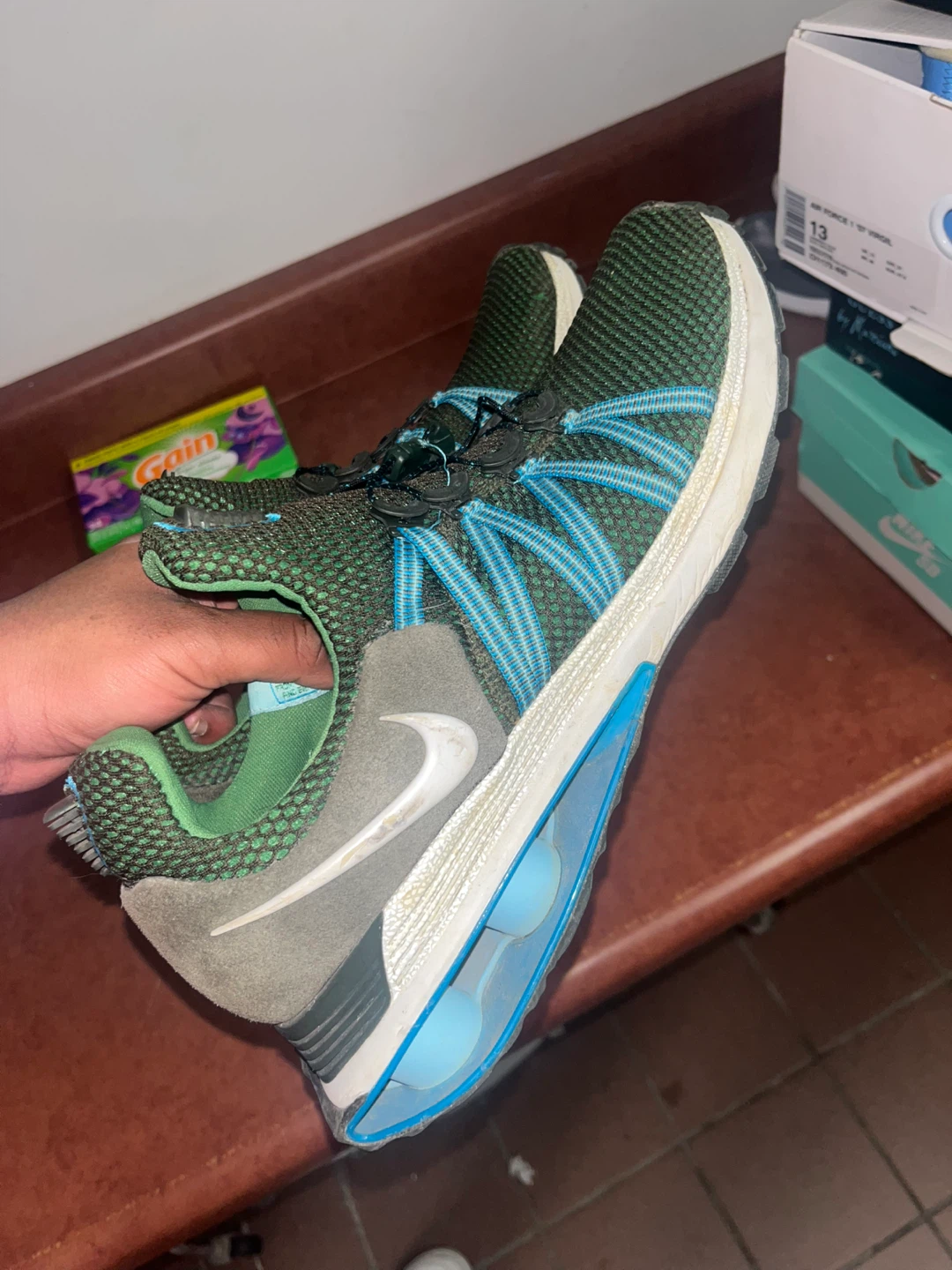 Nike Running Shoes Green/Grey/Blue size 11.5