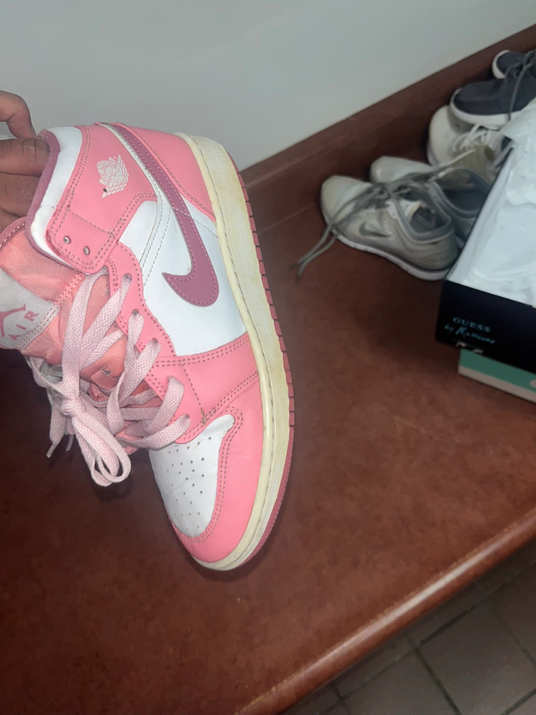 Nike Air Jordan 1 Mid Pink White Toddler Shoes US 7Y - photo 2