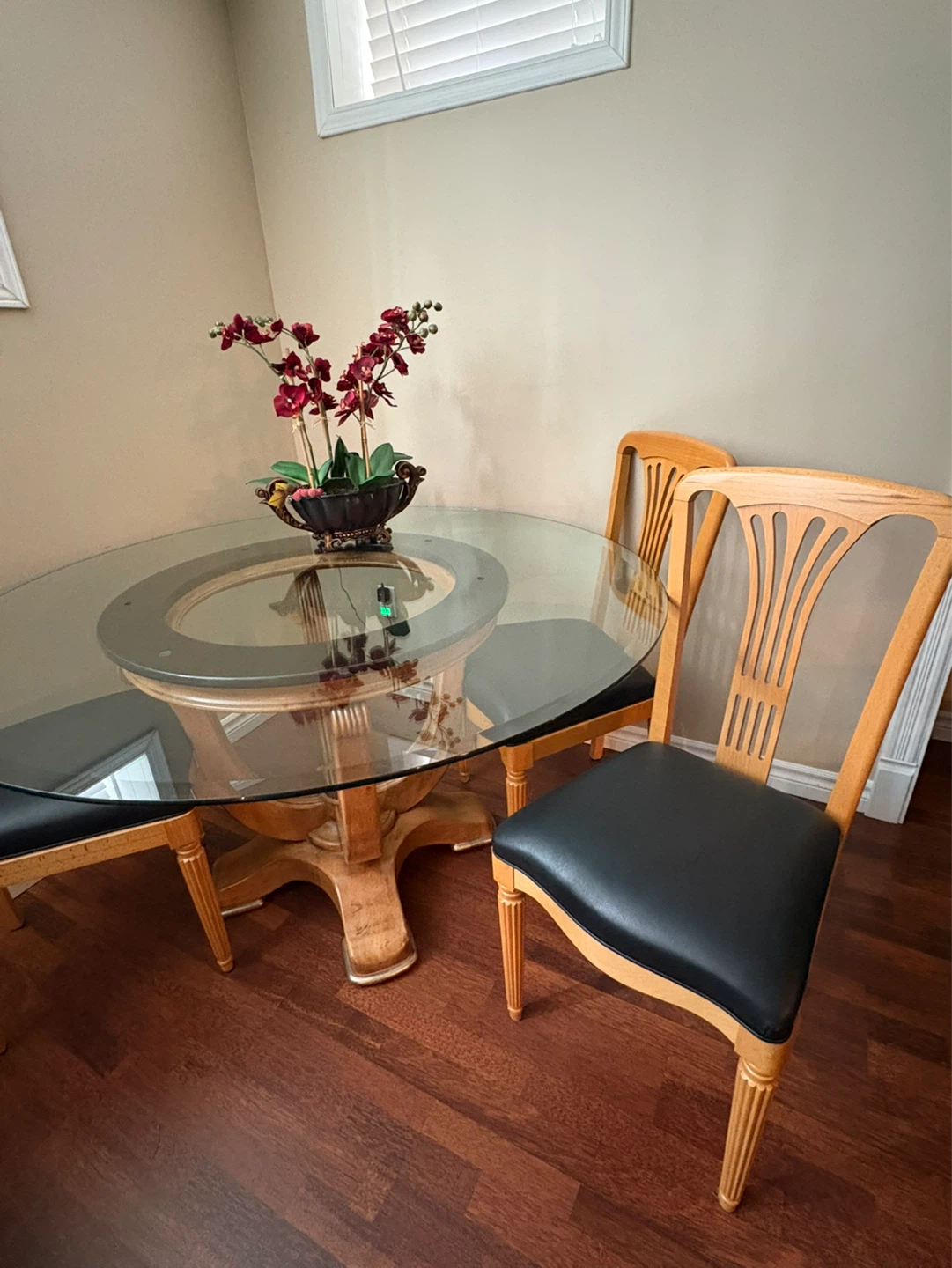 Glass Top Dining Table with 6 Chairs
