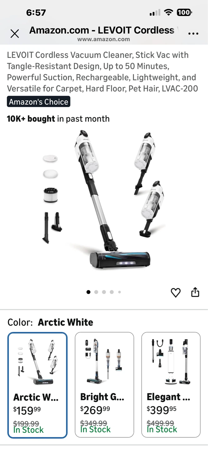 LEVOIT Cordless Vacuum Cleaner LVAC-200 Arctic White