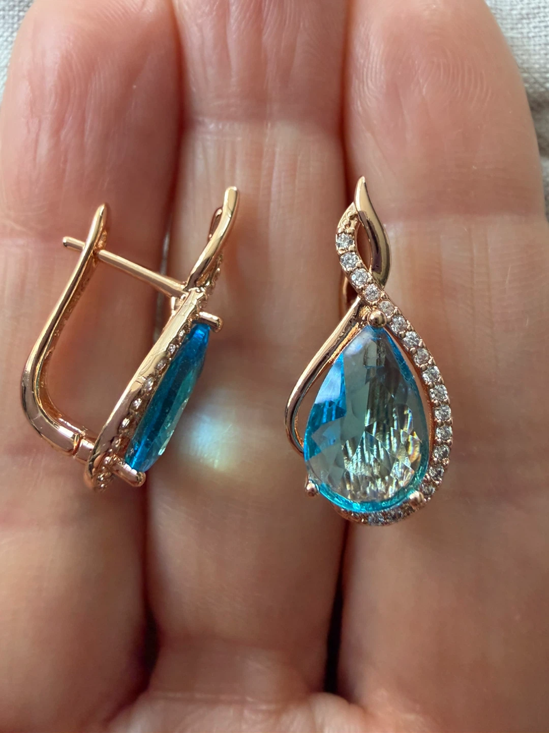 New 14k blue topaz earrings