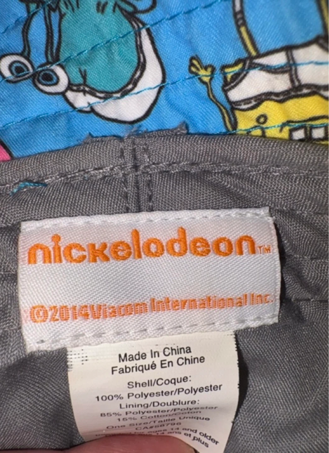 Nickelodeon SpongeBob Bucket Hat – Blue Cartoon Print, Kids 2014 - photo 2