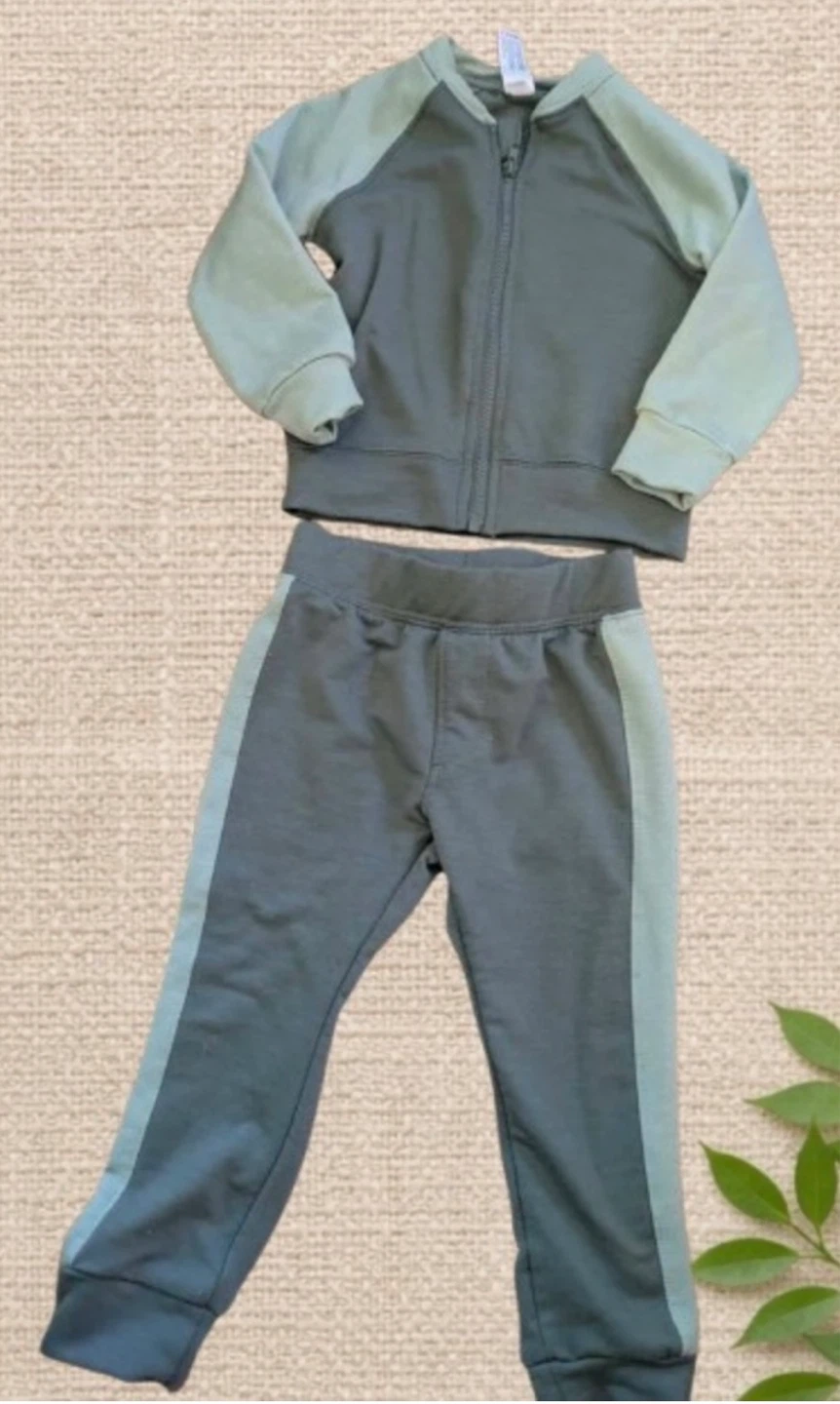 90 Degree by Reflex Jacket & Jogger Set – Grey/Green, 12M