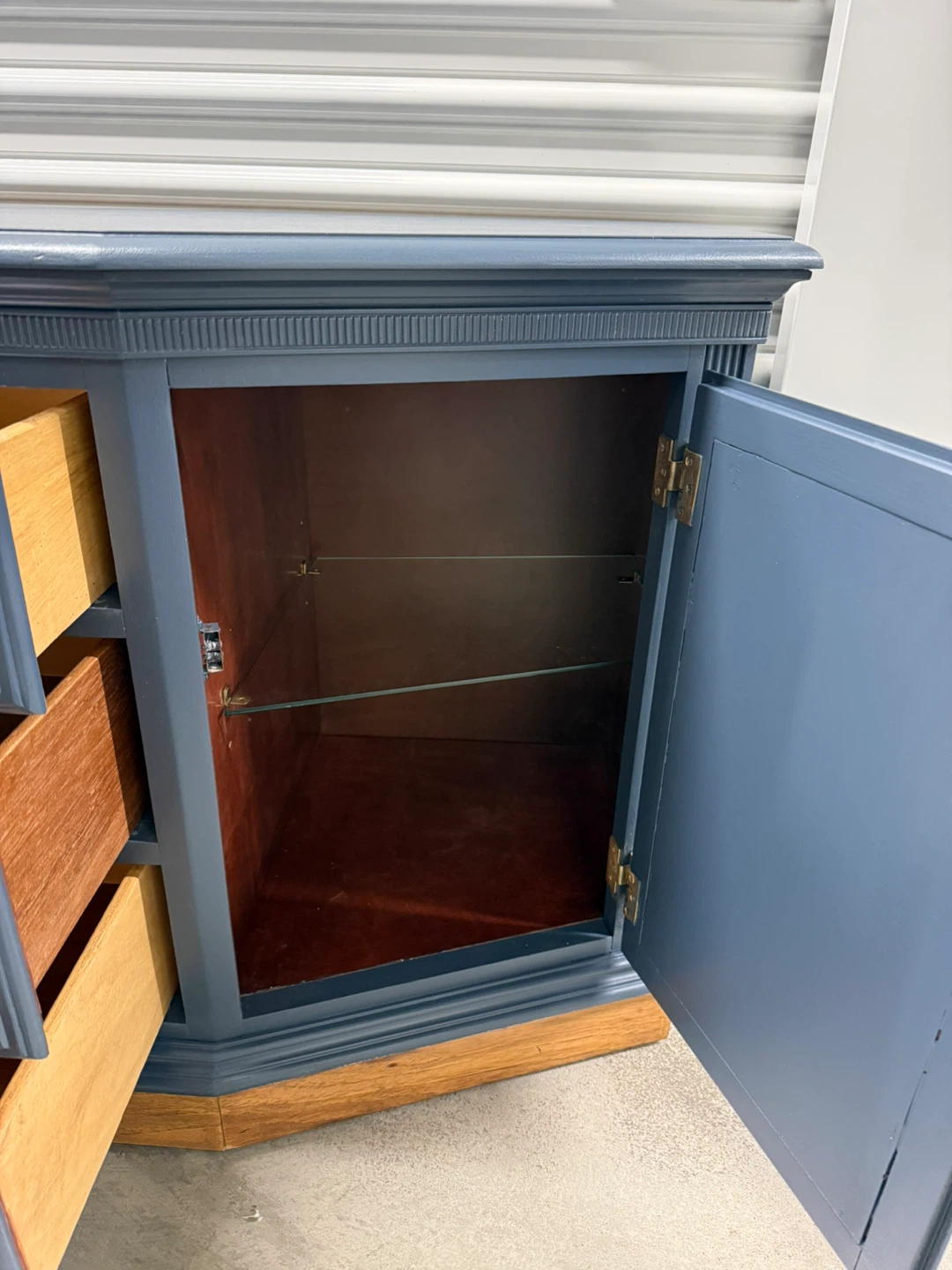 🚨Free Delivery NJ/NY Navy Blue Solid Wood Buffet Table - photo 5