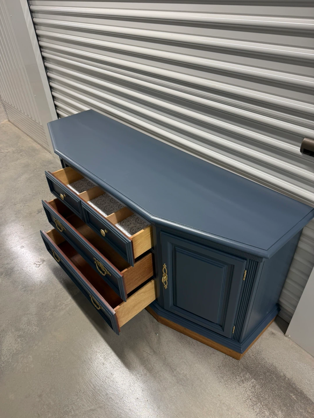 🚨Free Delivery NJ/NY Navy Blue Solid Wood Buffet Table - photo 3