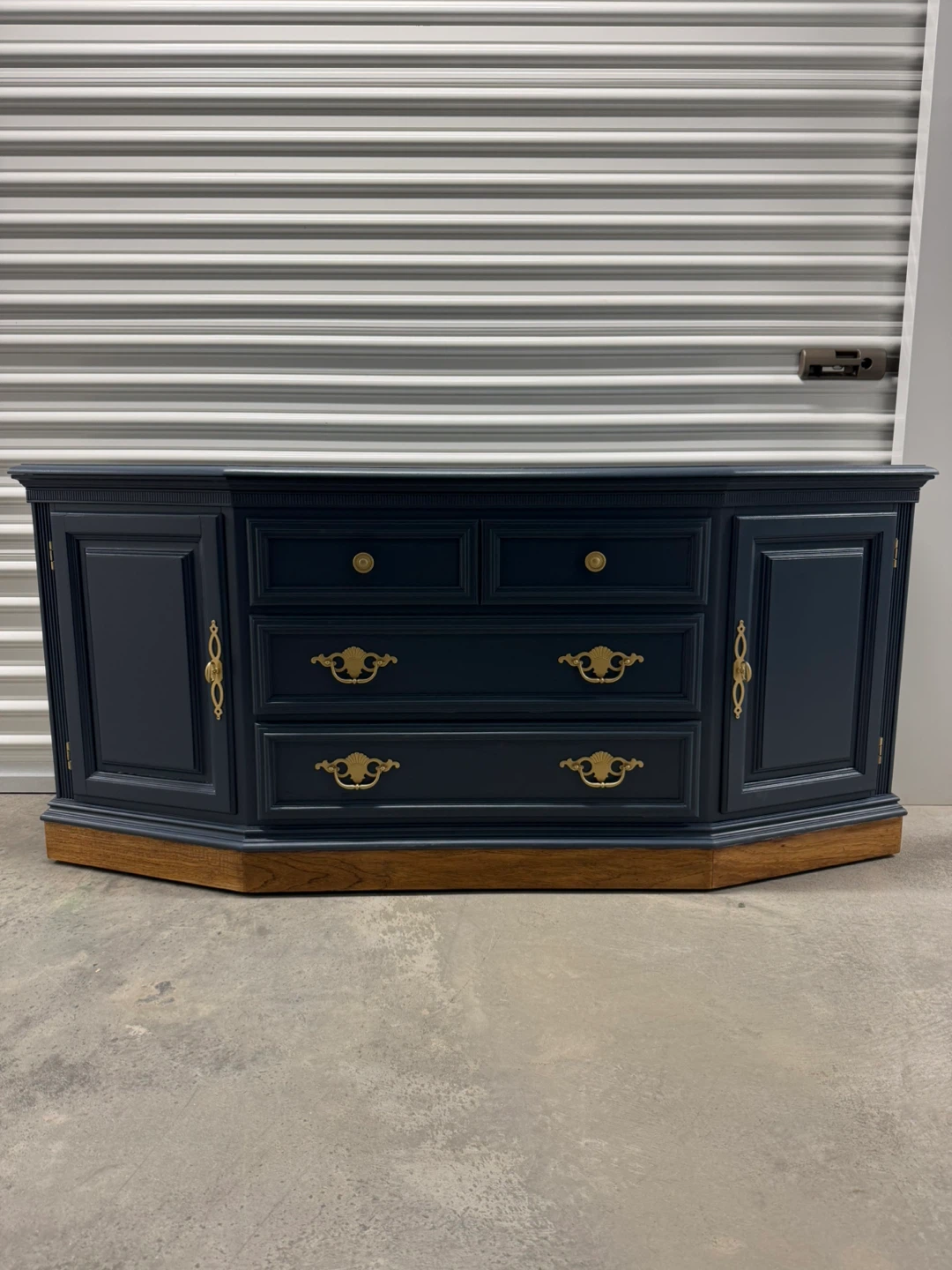 🚨Free Delivery NJ/NY Navy Blue Solid Wood Buffet Table