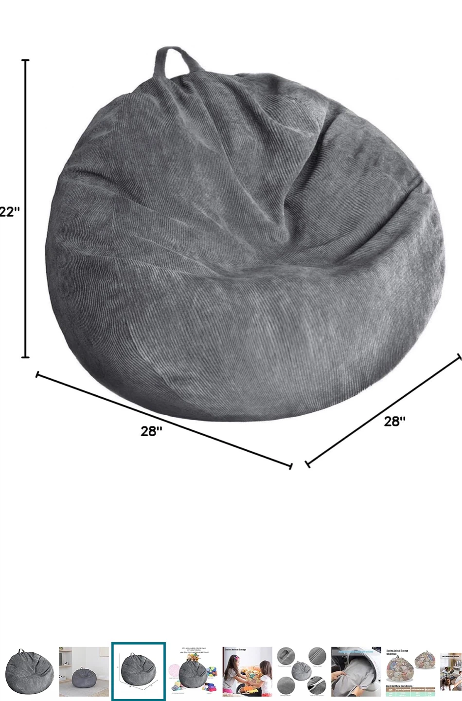 Grey Corduroy Bean Bag Cover - photo 2