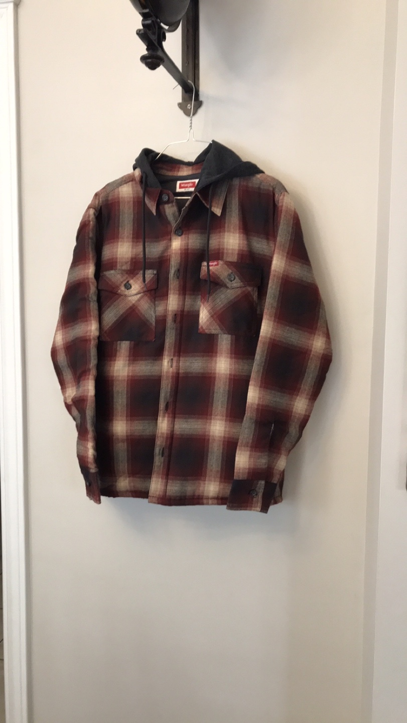 Wrangler Men's Flannel Shirt Jacket with Hood