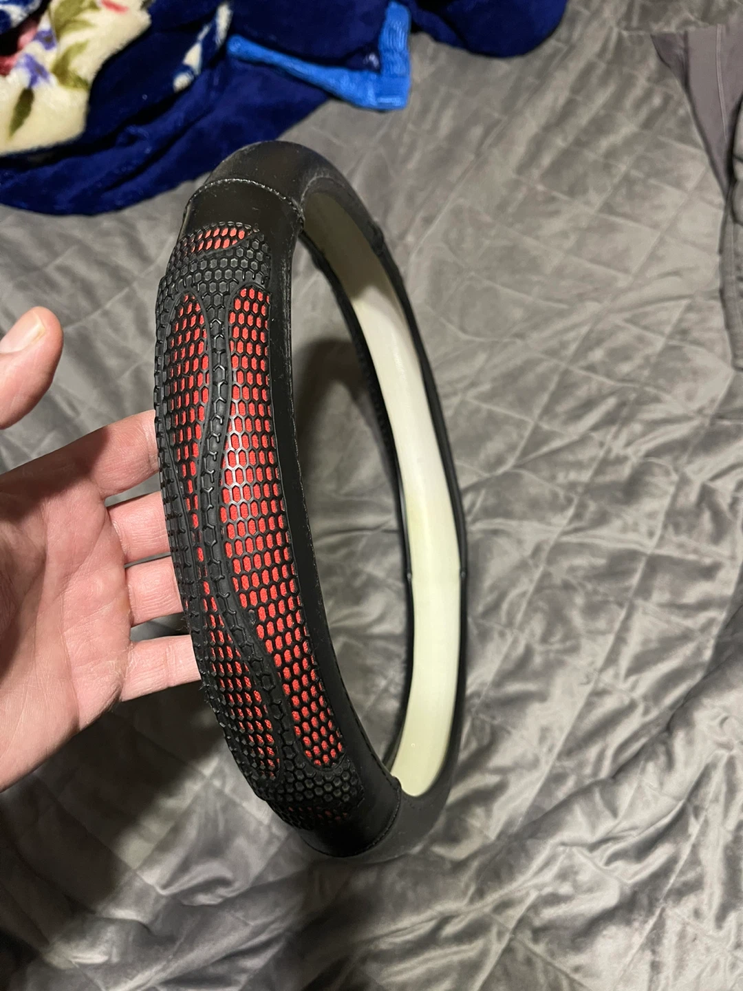 Black Steering Wheel Cover with Red Accents