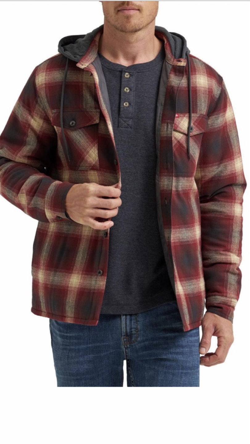 Wrangler Men's Flannel Shirt Jacket with Hood - photo 5