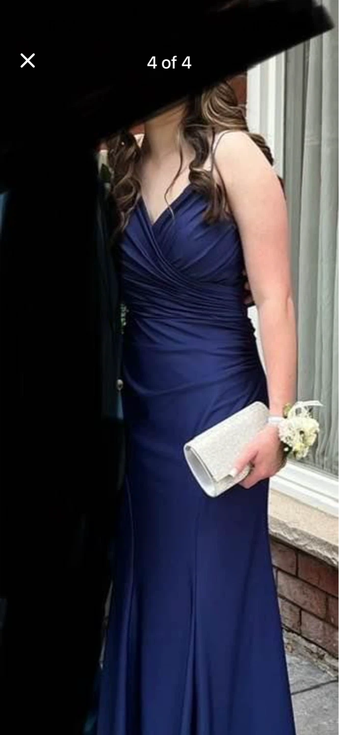 Prom/ Blue Formal Dress with Rhinestone Straps - photo 3