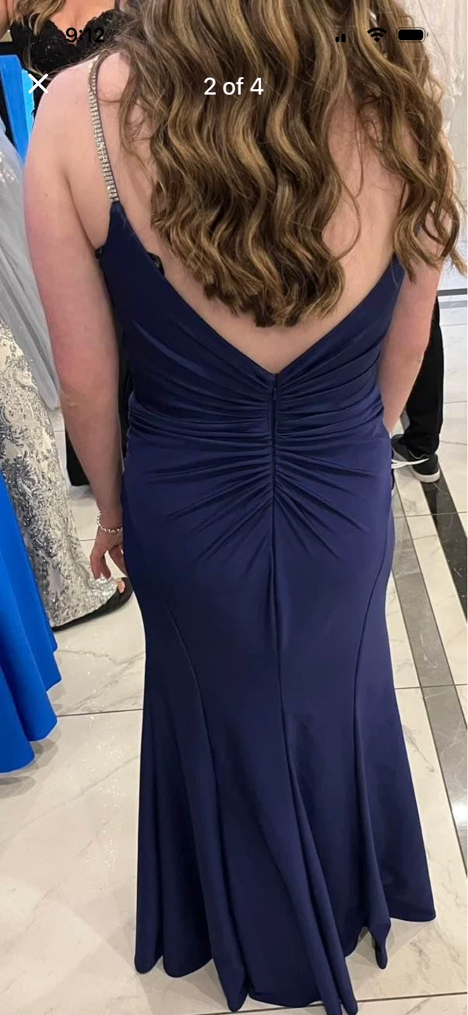 Prom/ Blue Formal Dress with Rhinestone Straps - photo 2