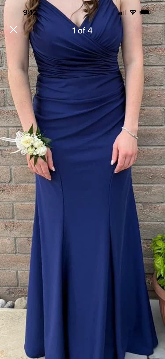 Prom/ Blue Formal Dress with Rhinestone Straps