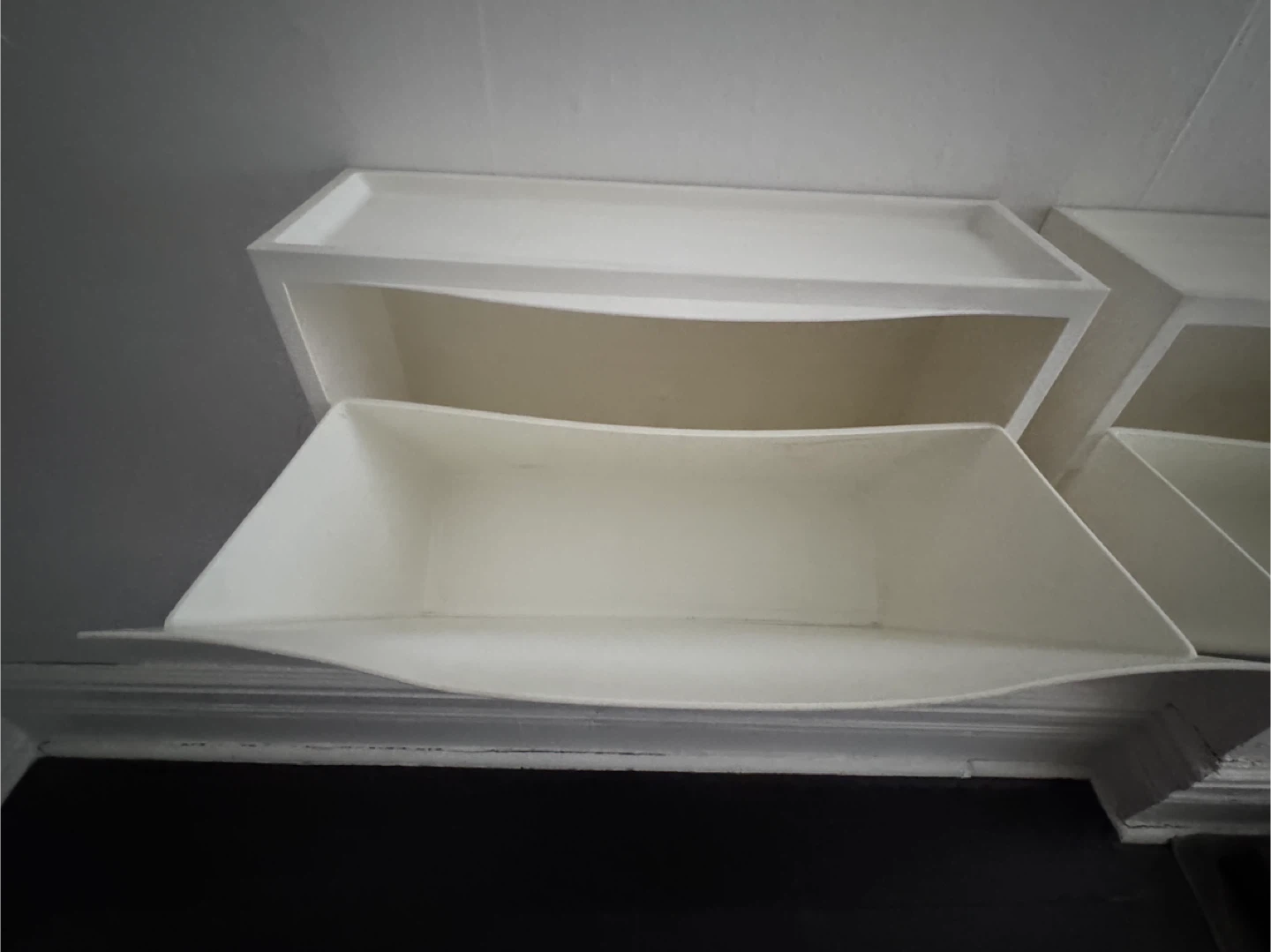 Pair of White Wall-Mounted Plastic Storage Bins - photo 4