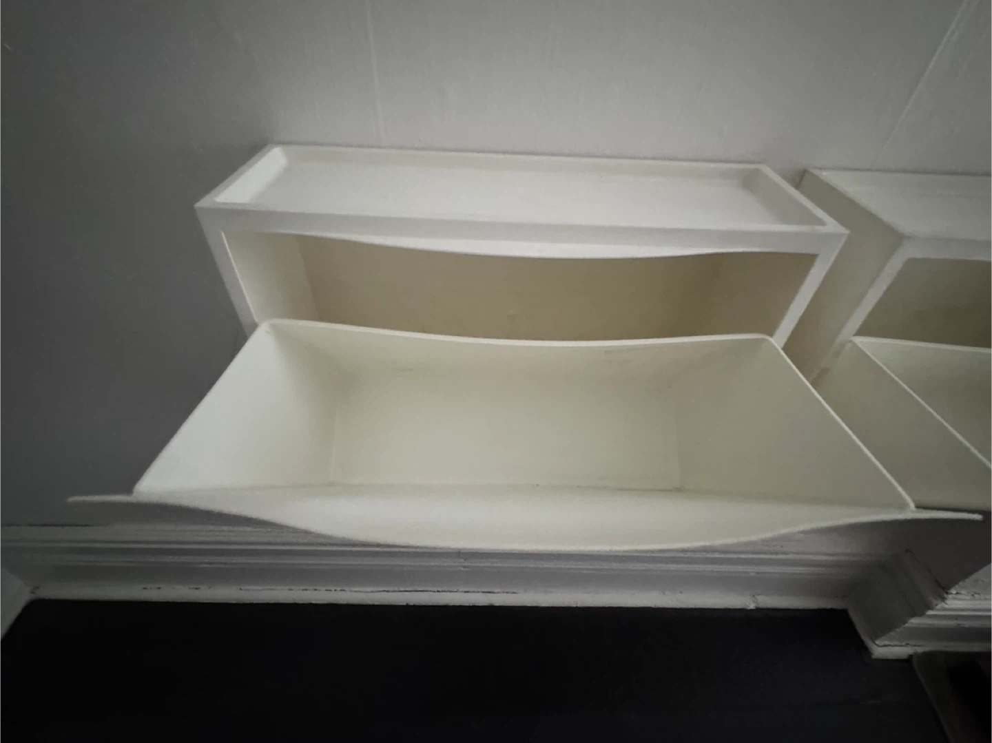 Pair of White Wall-Mounted Plastic Storage Bins - photo 3
