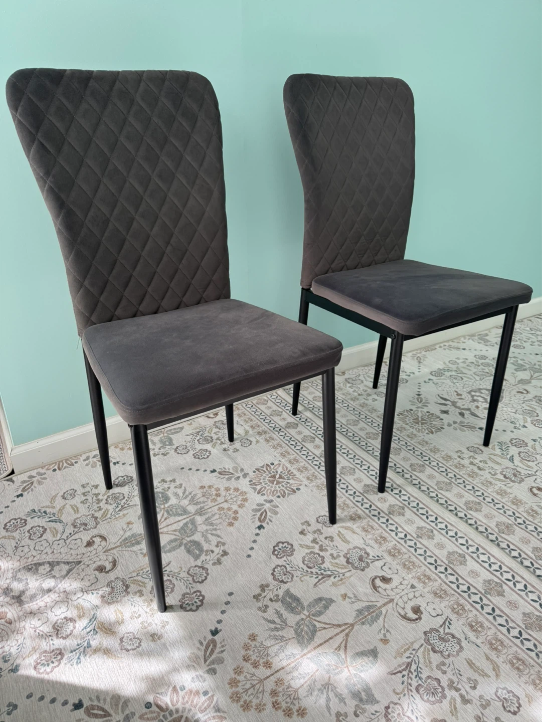 4 Dark Gray Upholstered Dining Chairs - photo 3