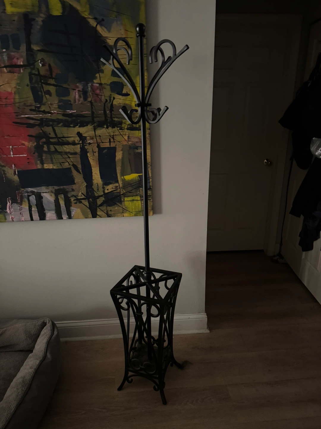 Pottery barn  Black Metal Hall Tree with Umbrella Stand