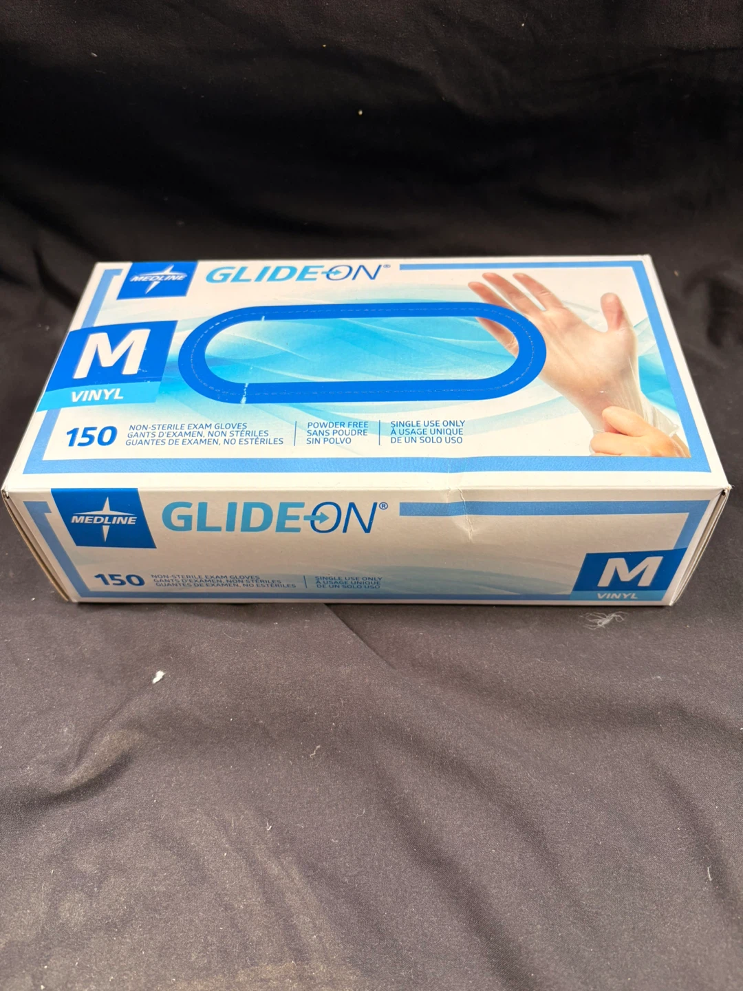 Medline Glide-On Vinyl Exam Gloves, Size Medium, 150 Count