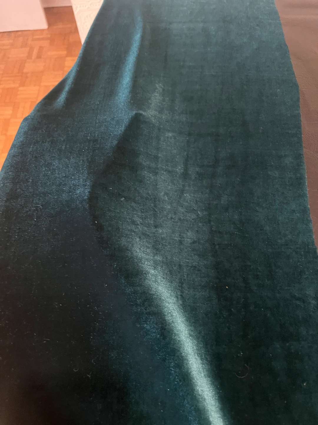 Forest Green velour stretch Velvet fabric - photo 3