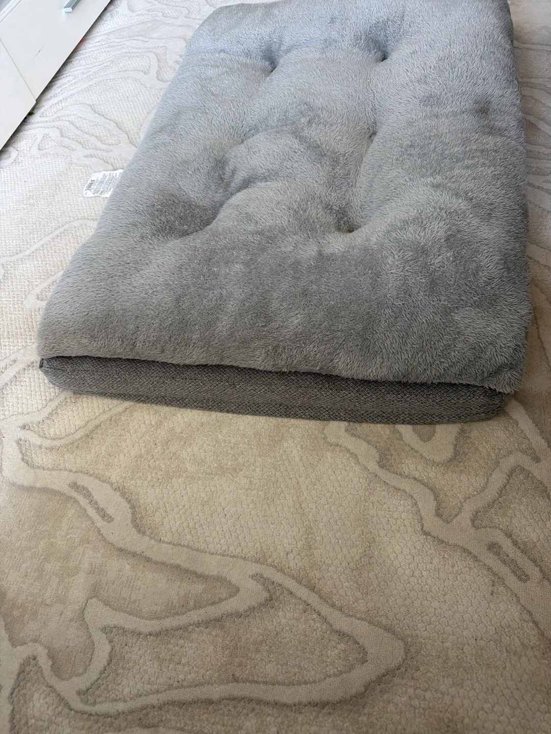 Grey Tufted Plush Cushion/Pet Bed
