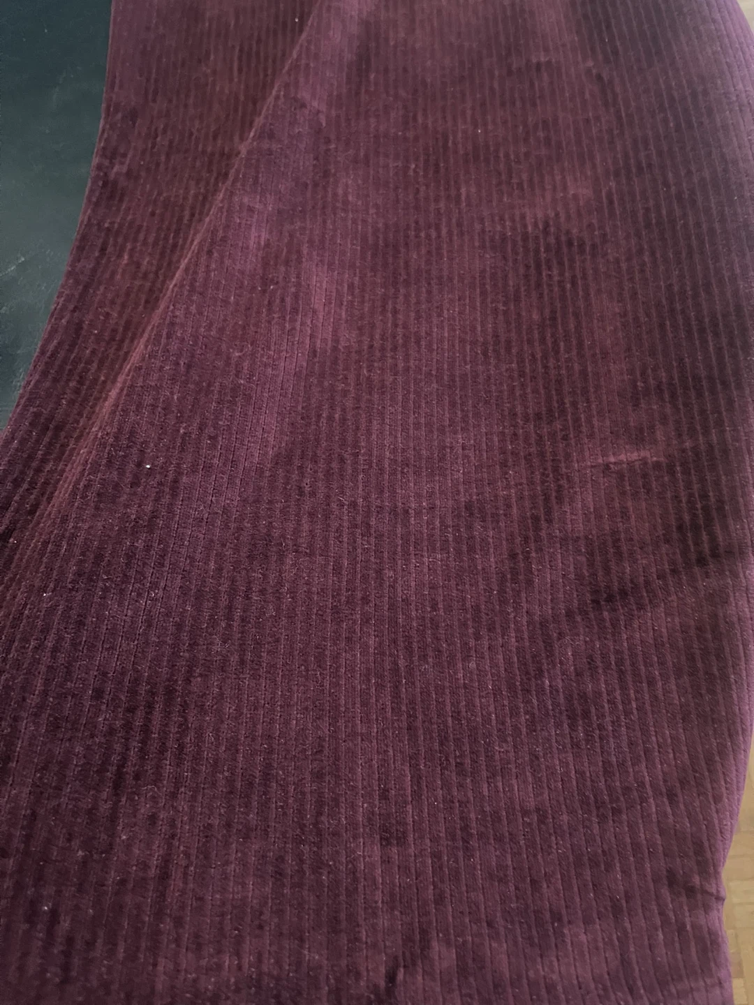 Deep burgundy, velour stretch, ribbed  Fabric - photo 2
