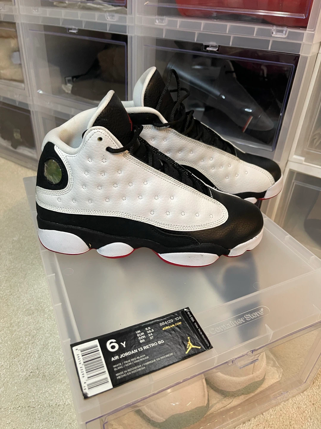 Air Jordan 13 Retro BG Shoes - White/Black - Size 6Y