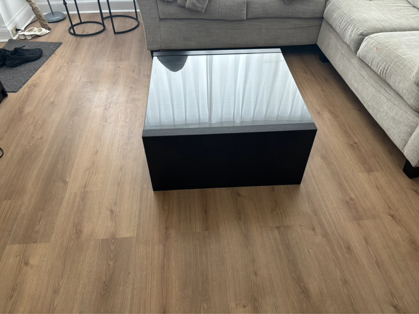 Modern Black Coffee Table with Glass Top