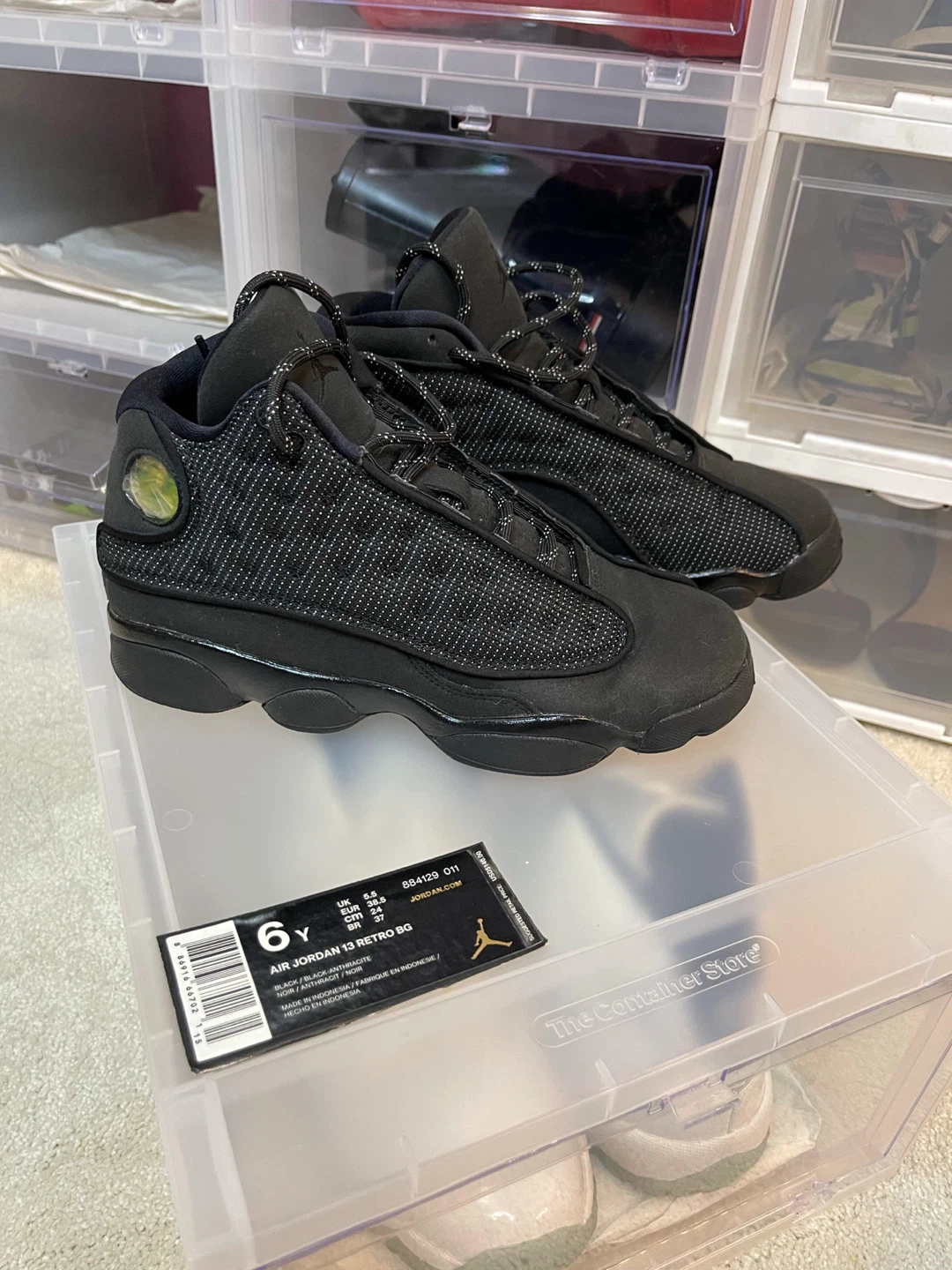 Air Jordan 13 Retro BG Shoes Black Size 6Y - photo 2