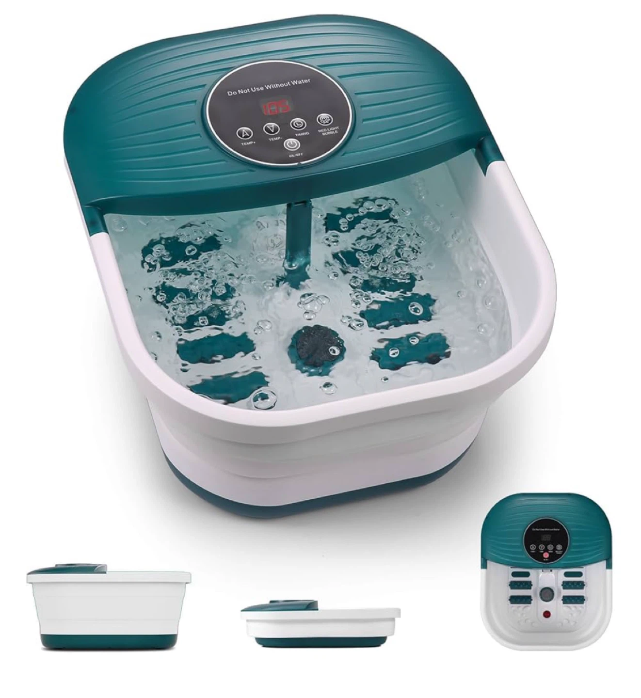 Collapsible Foot Spa Bath with Red Light and Bubble Function