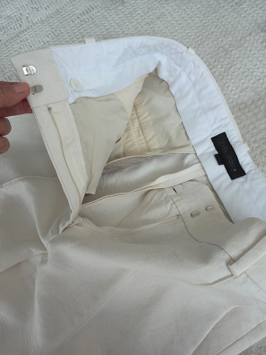 Zara High Waisted Wide Leg Pants Cream Size S - photo 3
