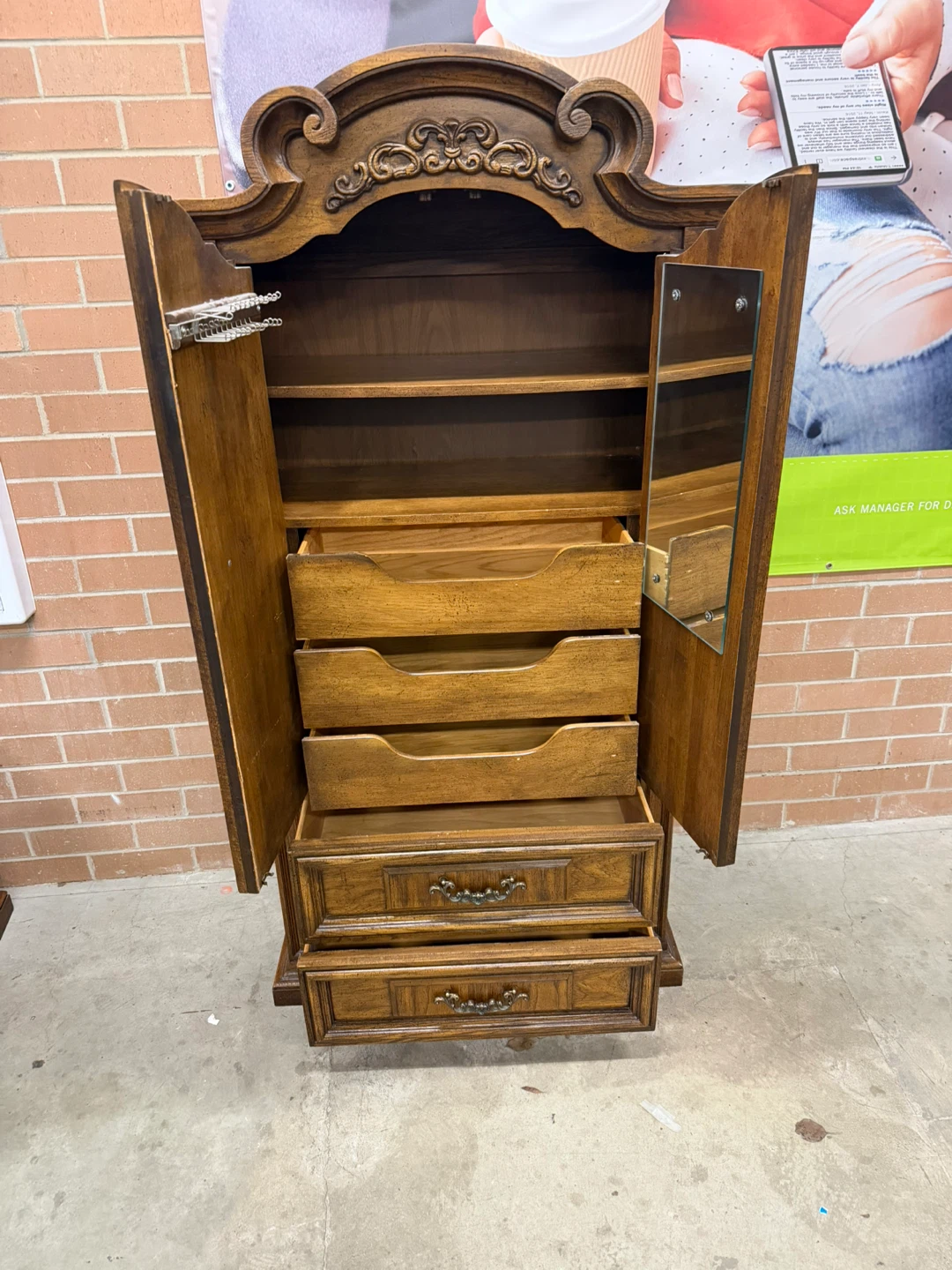 Wooden Armoire with Drawers - photo 3