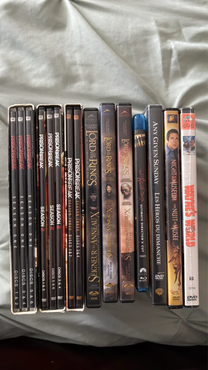 Collection of DVDs and Blu-ray